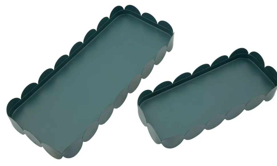 Plateaux rectangulaires Ottanio en métal ensemble 2 pièces