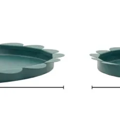 Plateaux ronds métal bleu canard set de 2 pcs