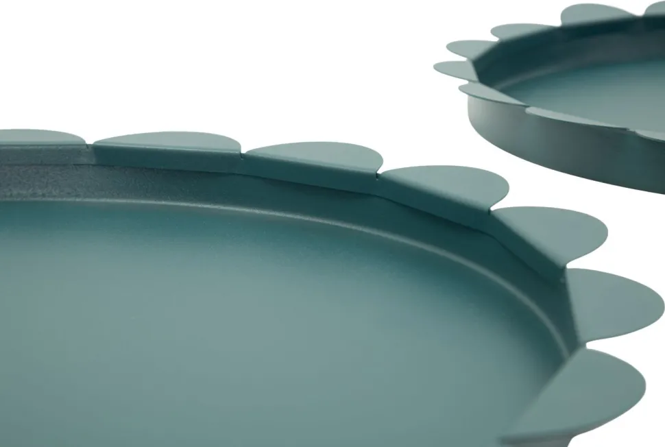 Plateaux ronds métal bleu canard set de 2 pcs