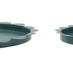Plateaux ronds métal bleu canard set de 2 pcs