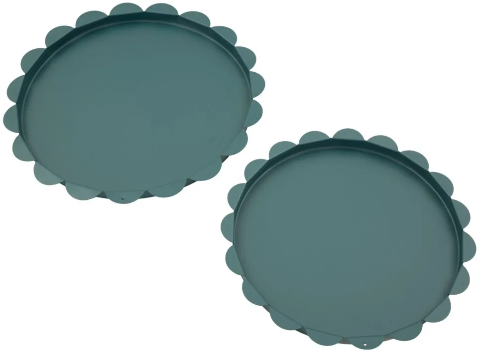 Plateaux ronds métal bleu canard set de 2 pcs