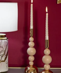 Porte-bougie Bolly rose en ensemble de 2 pièces et finitions dorées