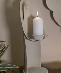 Porte-bougie design angélique en métal couleur Beige