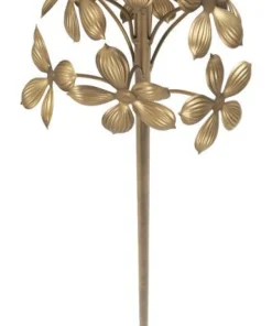 Porte-bougie en métal doré décorations florales