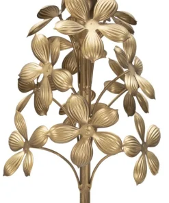 Porte-bougie en métal doré décorations florales