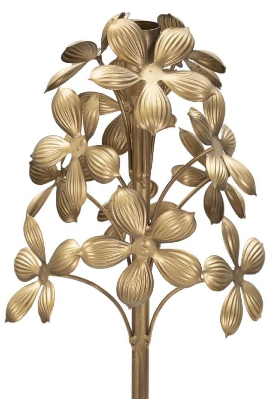 Porte-bougie en métal doré décorations florales