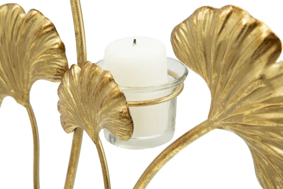 Porte-bougie Glam Iris Doré et base Noir