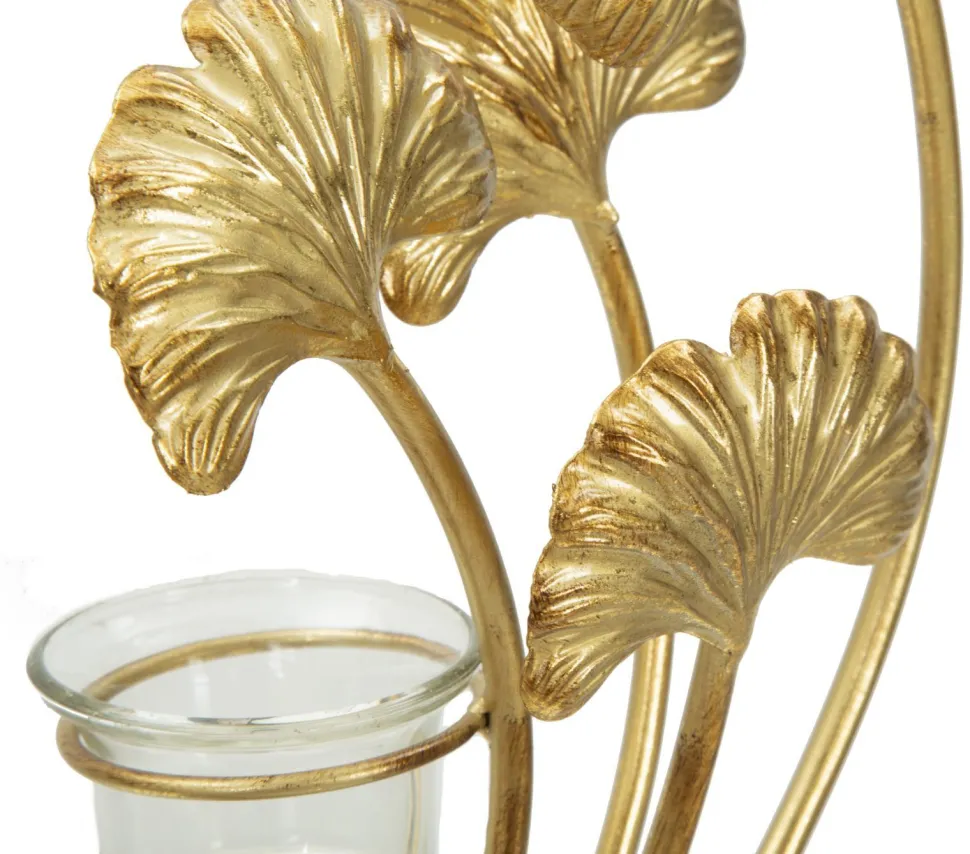 Porte-bougie Glam Métal Doré et Verre base Noir