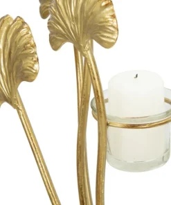 Porte-bougie Glam Métal Doré et Verre base Noir