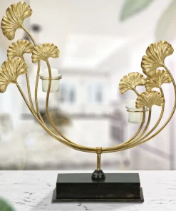 Porte-bougie Glam Métal Doré et Verre base Noir