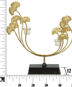 Porte-bougie Glam Métal Doré et Verre base Noir