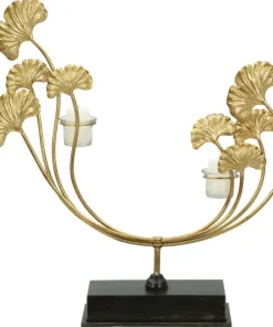 Porte-bougie Glam Métal Doré et Verre base Noir