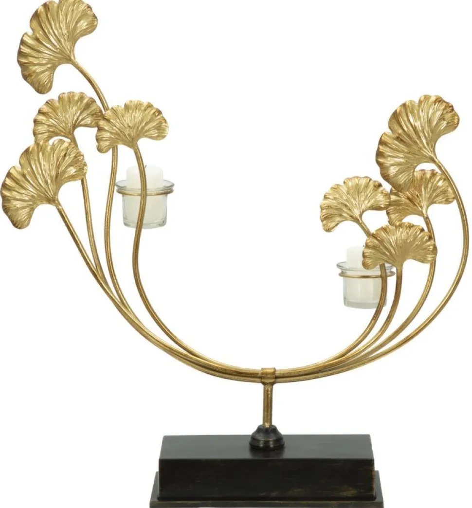 Porte-bougie Glam Métal Doré et Verre base Noir