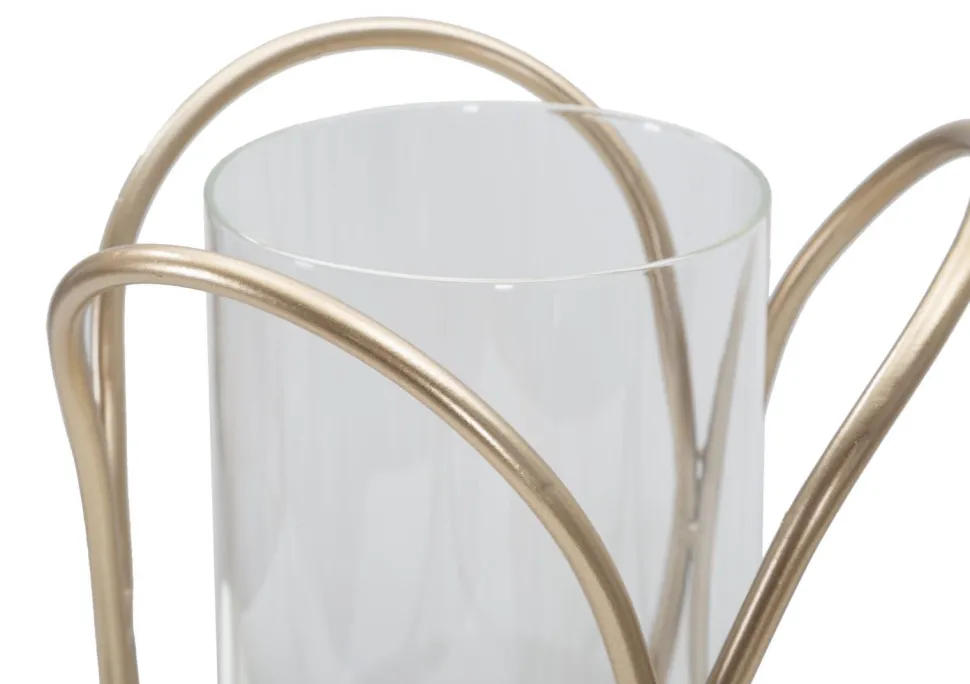 Porte-bougie Glox Métal Doré Verre Transparent