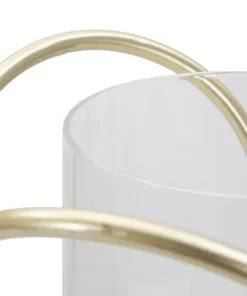 Porte-bougie géométrique métal doré et verre transparent