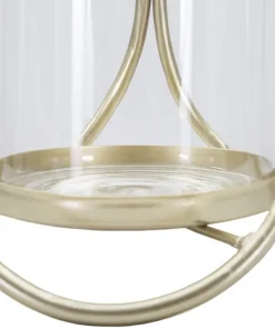 Porte-bougie géométrique métal doré et verre transparent