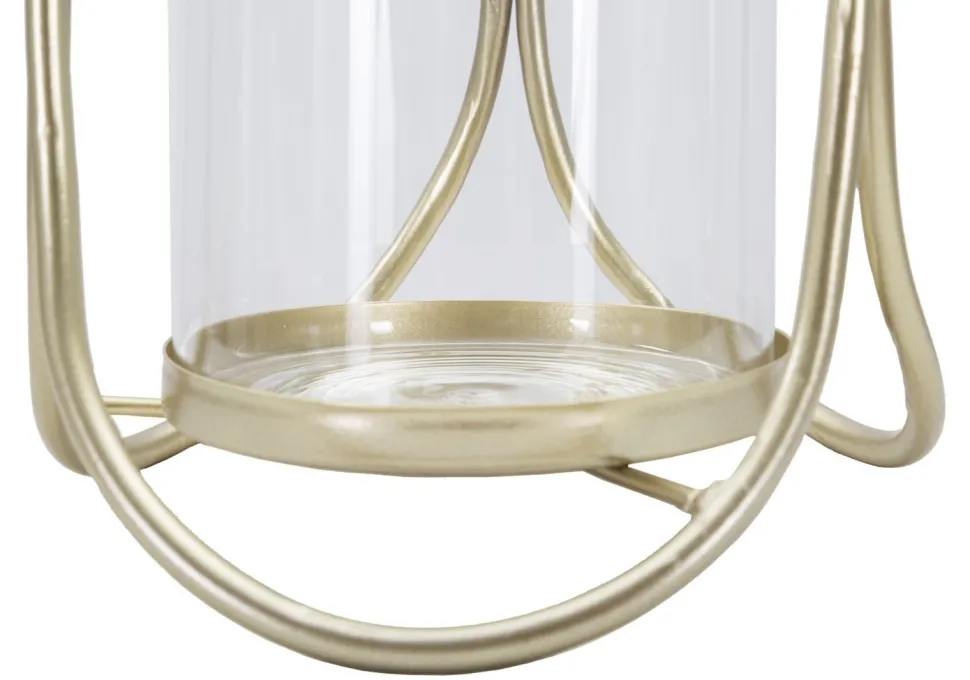 Porte-bougie géométrique métal doré et verre transparent