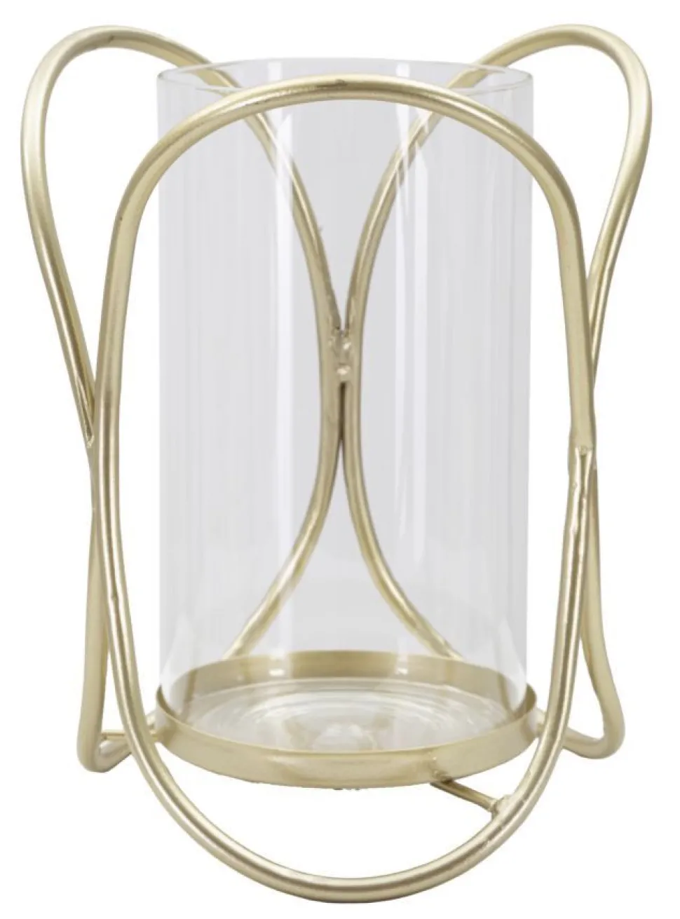 Porte-bougie géométrique métal doré et verre transparent