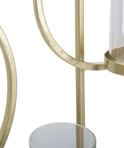 Porte-bougie mural géométrique en métal doré et verre transparent 5 lumières