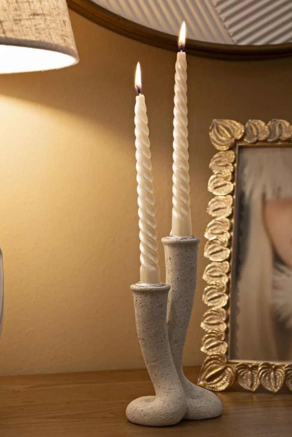 Porte-bougie naturel en spirale Beige