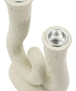 Porte-bougie sculptural en Pierre couleur Beige
