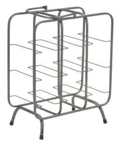 Porte-bouteilles 9 trous métal gris foncé avec poignée