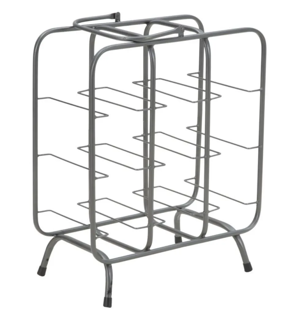Porte-bouteilles 9 trous métal gris foncé avec poignée