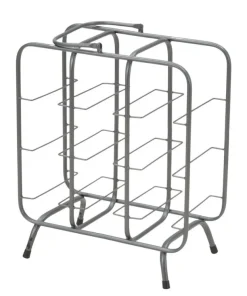 Porte-bouteilles 9 trous métal gris foncé avec poignée