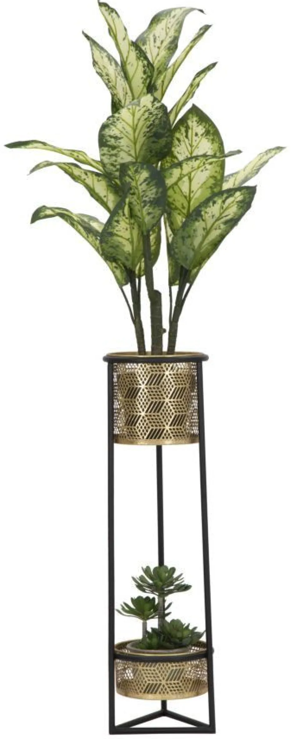 Porte-fleur à deux niveaux DOPPIO Métal doré ciselé et métal noir