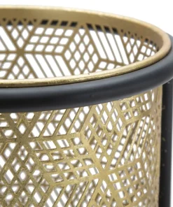 Porte-fleur à deux niveaux DOPPIO Métal doré ciselé et métal noir