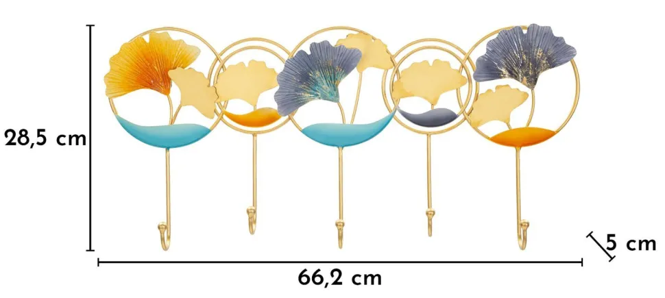 Porte-manteau mural original détail doré et disques colorés