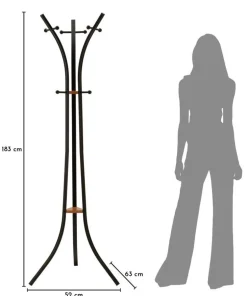 Porte-manteau X design minimaliste bois Noir et accents Orange