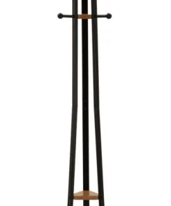 Porte-manteau X design minimaliste bois Noir et accents Orange