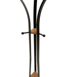 Porte-manteau X design minimaliste bois Noir et accents Orange