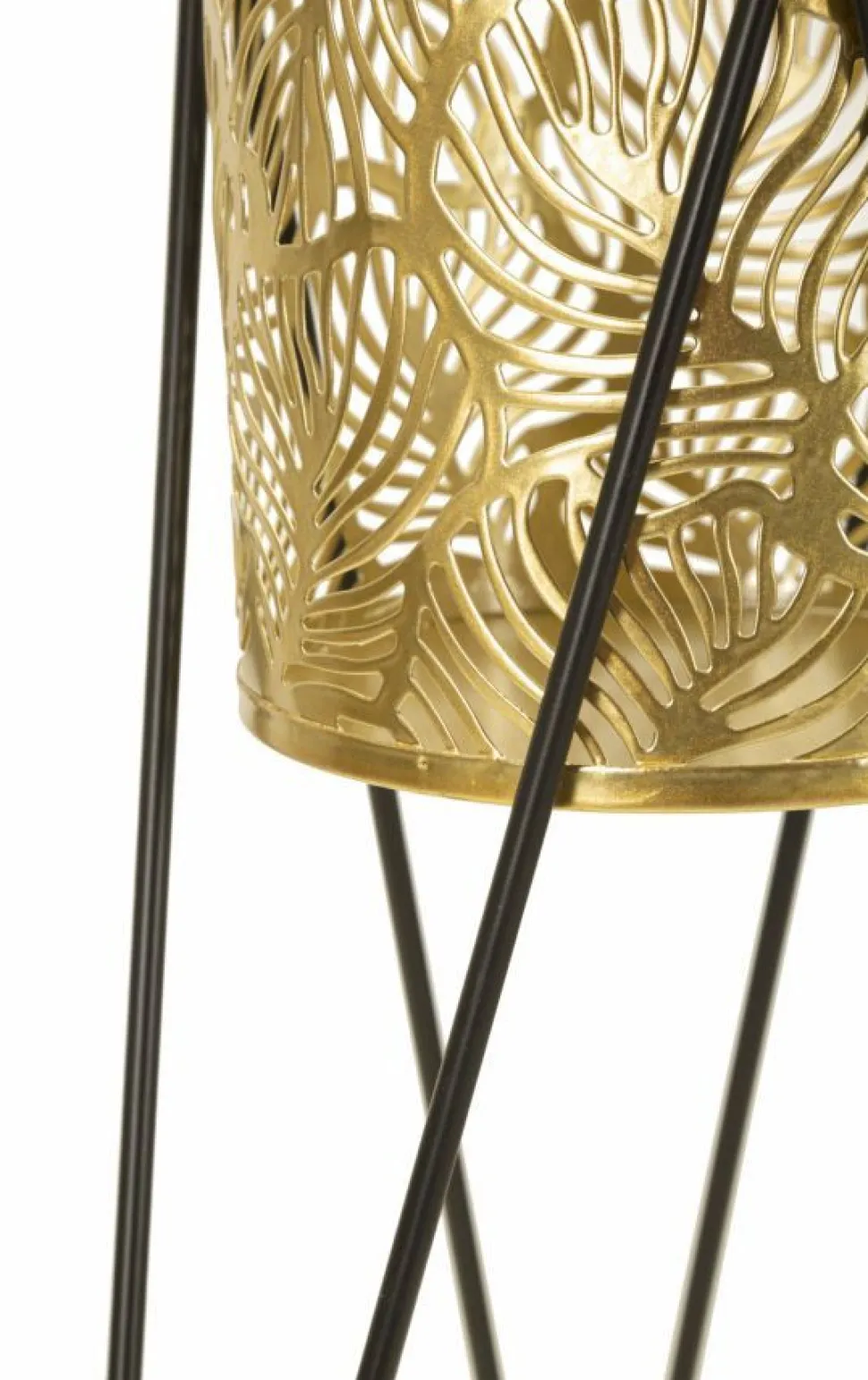 Porte-vase ensemble 2 pièces métal doré et support métal noir