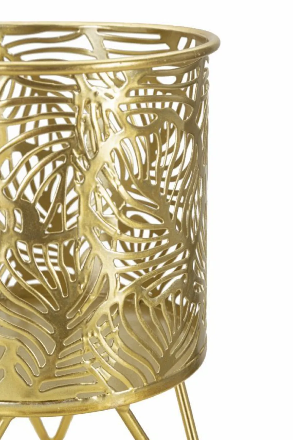 Porte-vase set de 2 en métal doré décoré de feuilles