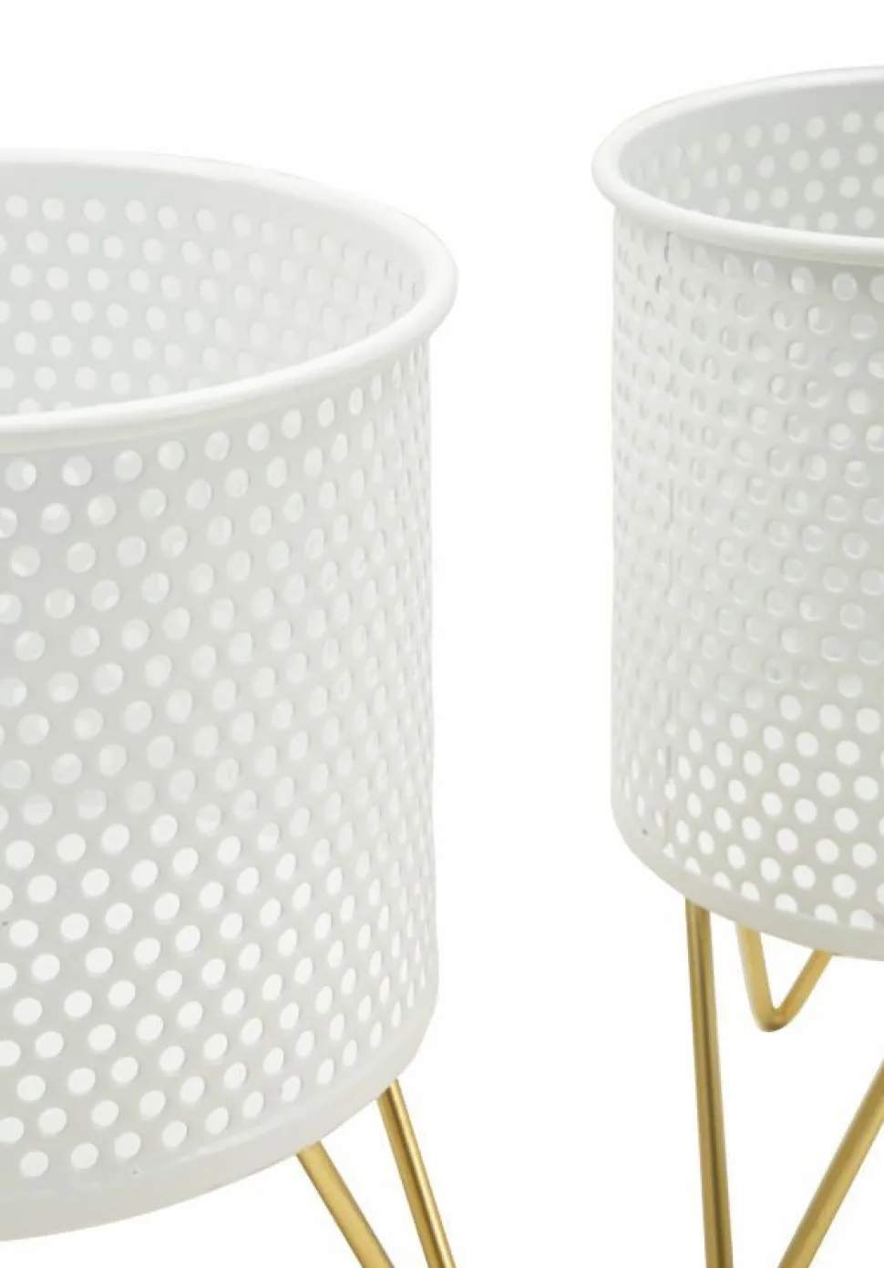 Porte-vases en métal blanc avec support en métal doré