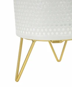 Porte-vases en métal blanc avec support en métal doré