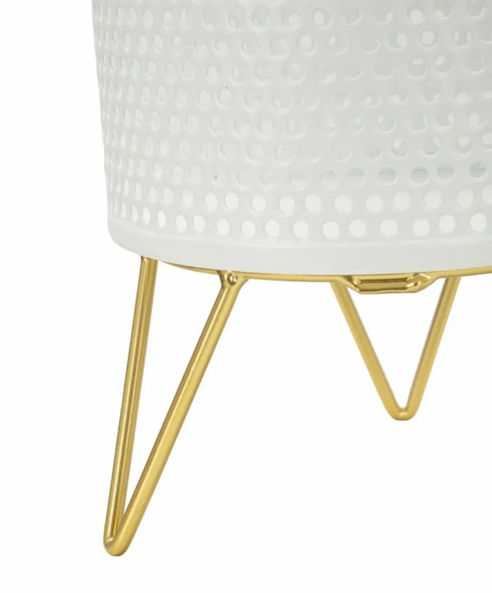 Porte-vases en métal blanc avec support en métal doré