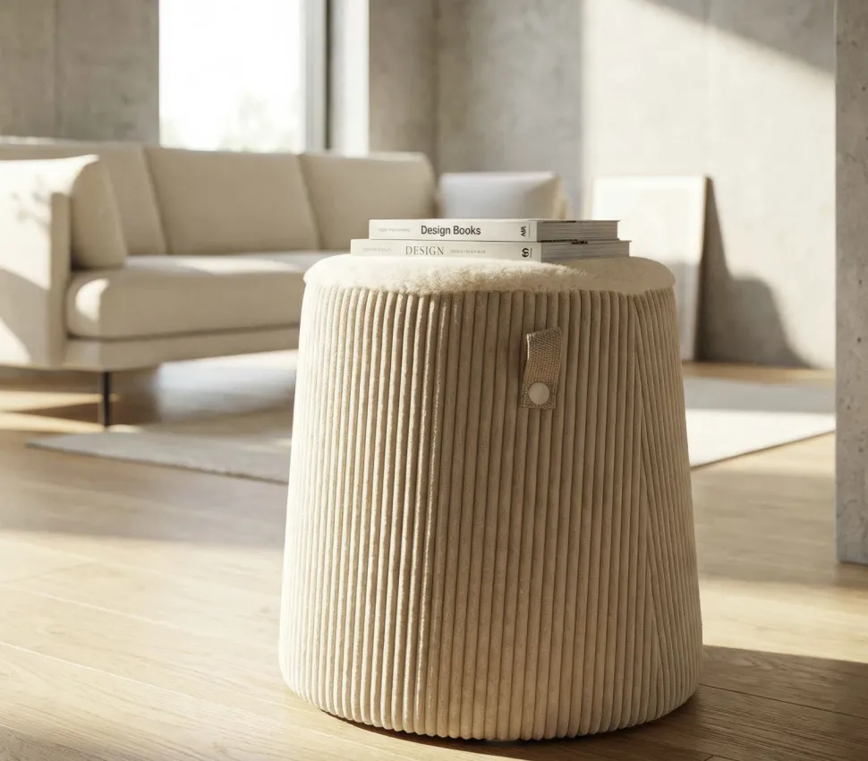Pouf conique Dublin Tissu doux Beige