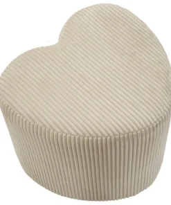 Pouf cœur Dublin Tissu plissé Crème