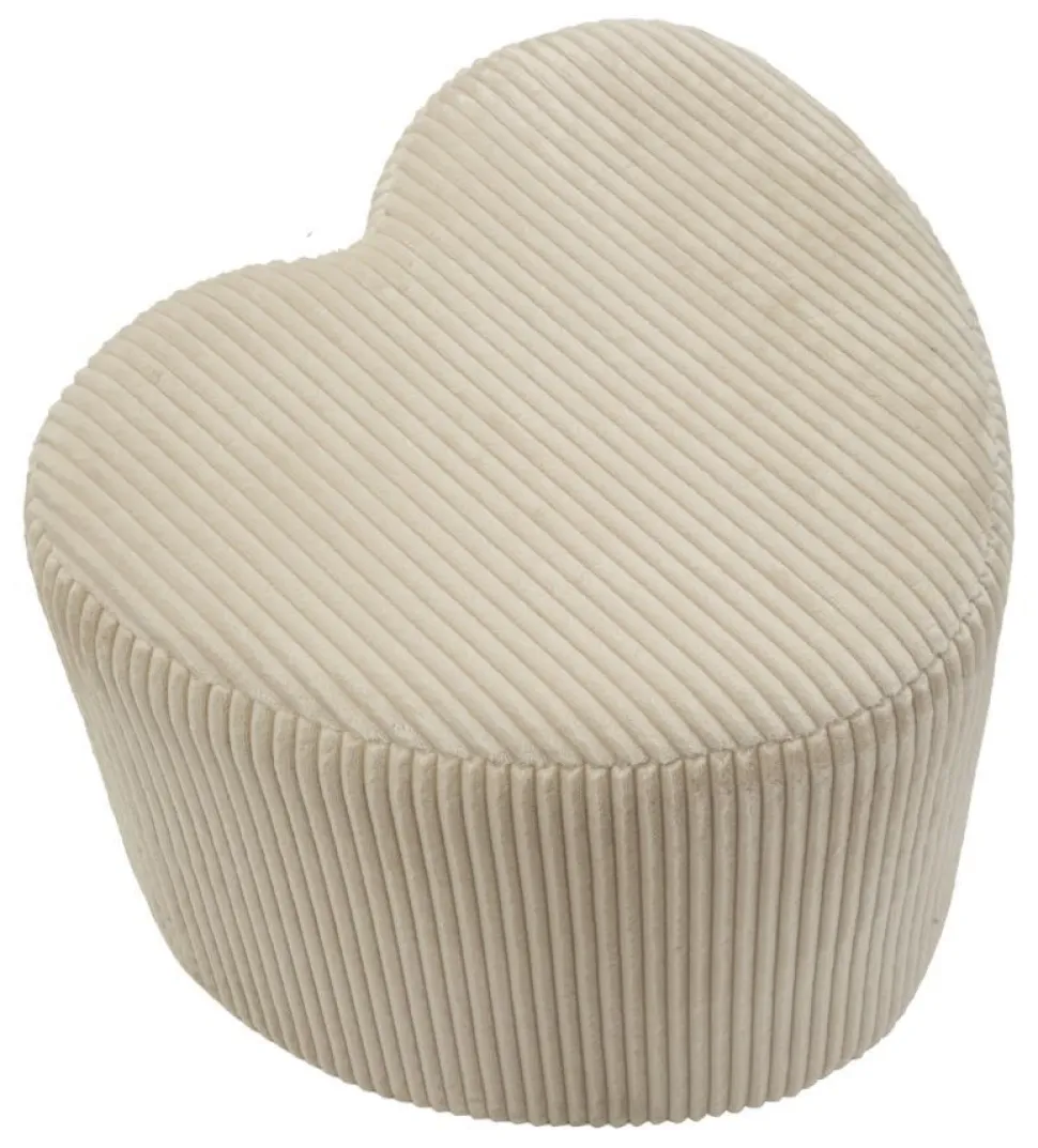 Pouf cœur Dublin Tissu plissé Crème