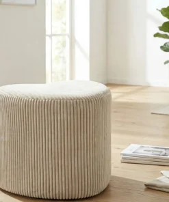 Pouf cœur Dublin Tissu plissé Crème