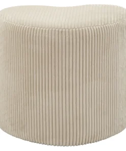 Pouf cœur Dublin Tissu plissé Crème