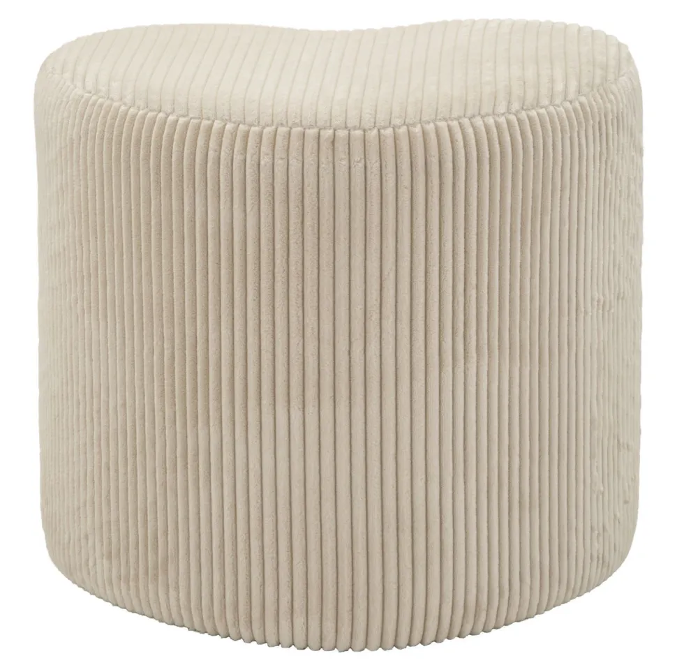 Pouf cœur Dublin Tissu plissé Crème