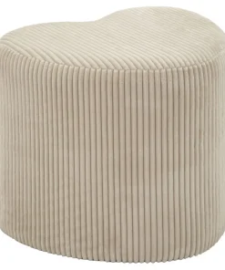 Pouf cœur Dublin Tissu plissé Crème