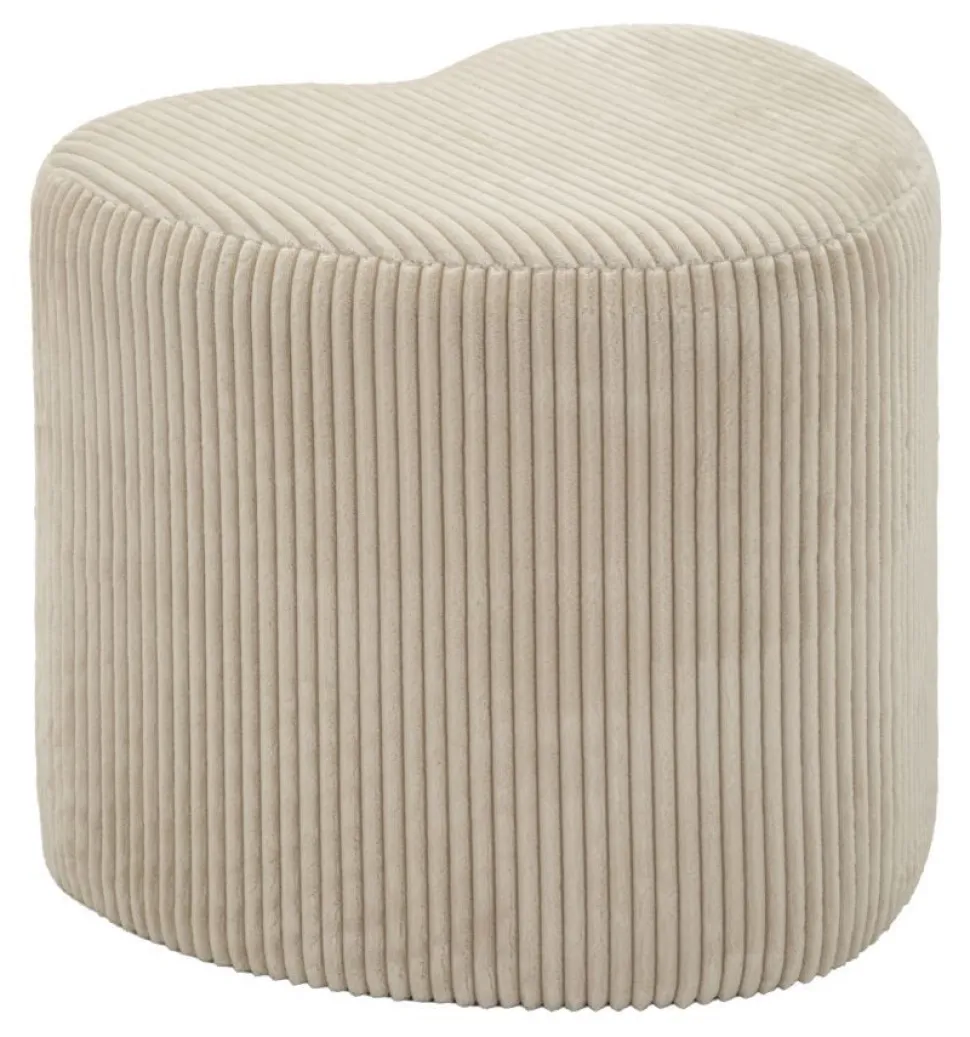 Pouf cœur Dublin Tissu plissé Crème