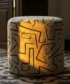 Pouf Nairobi motif abstrait