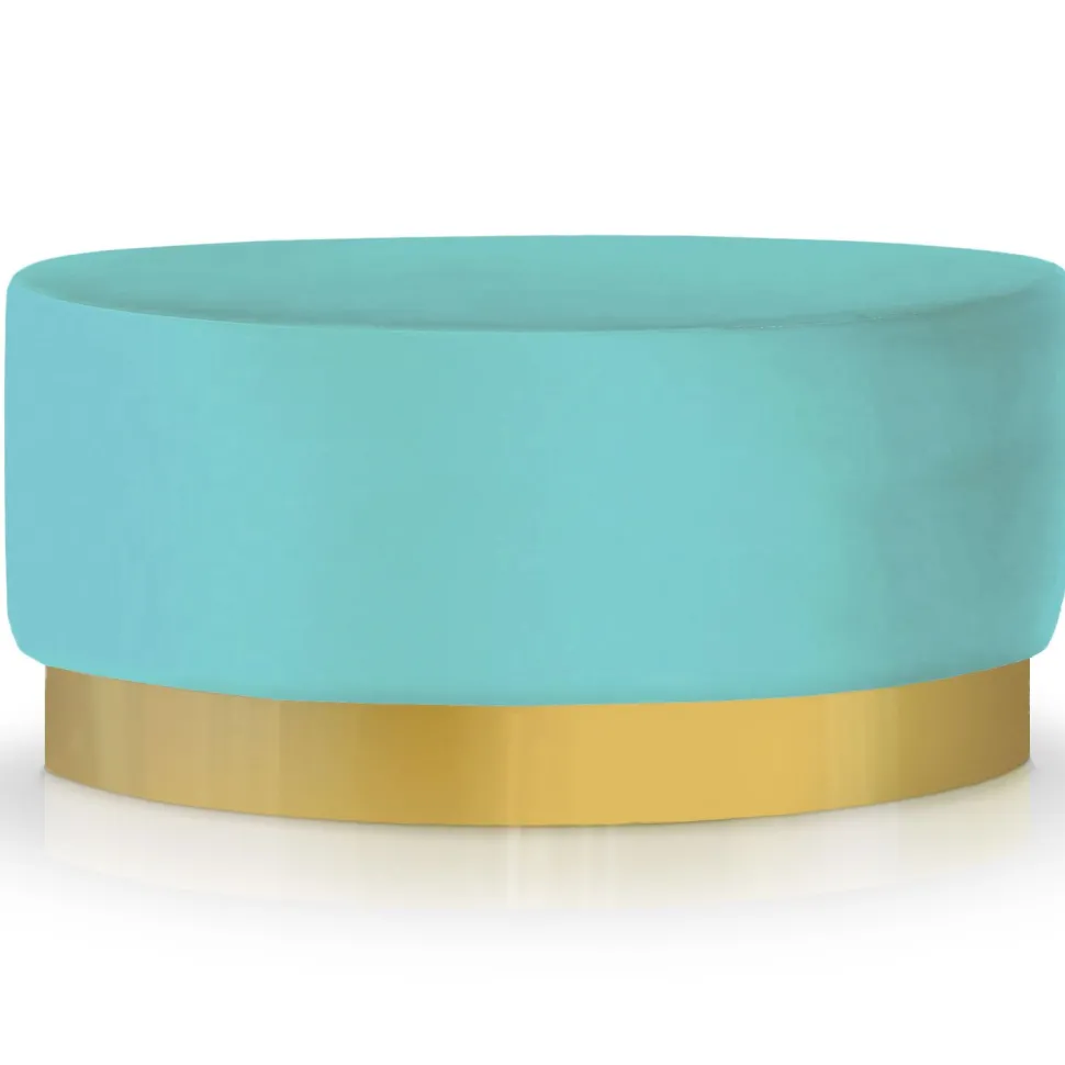 Pouf Rond Daisy Velours Menthe Pied Or