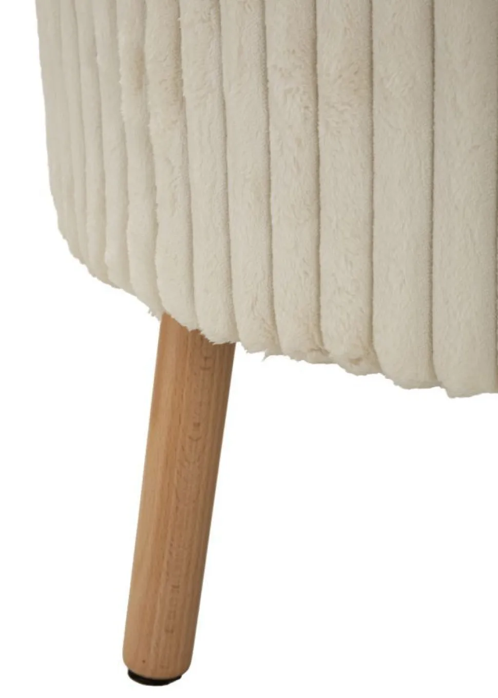 Pouf rond Gothenburg Tissu bouclette Crème pieds Bois Clair